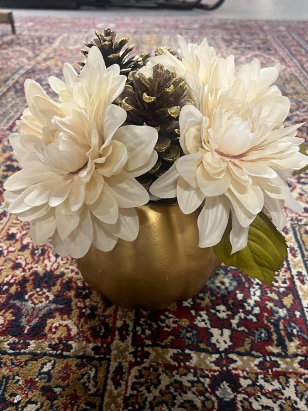 Faux Fall Floral Pumpkin Vase Decor